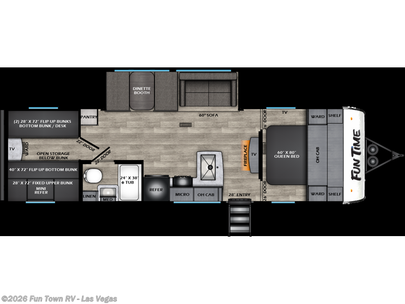 2026 CrossRoads Fun Time 28QB - New Travel Trailer For Sale by Fun Town RV - Las Vegas in Las Vegas, Nevada