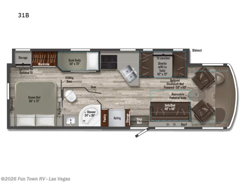 2025 Winnebago Vista 31B - New Class A For Sale by Fun Town RV - Las Vegas in Las Vegas, Nevada features Slideout