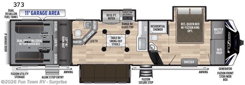 2020 Keystone Fuzion 373 - Used Toy Hauler For Sale by Fun Town RV - Surprise in Surprise, Arizona features Slideout
