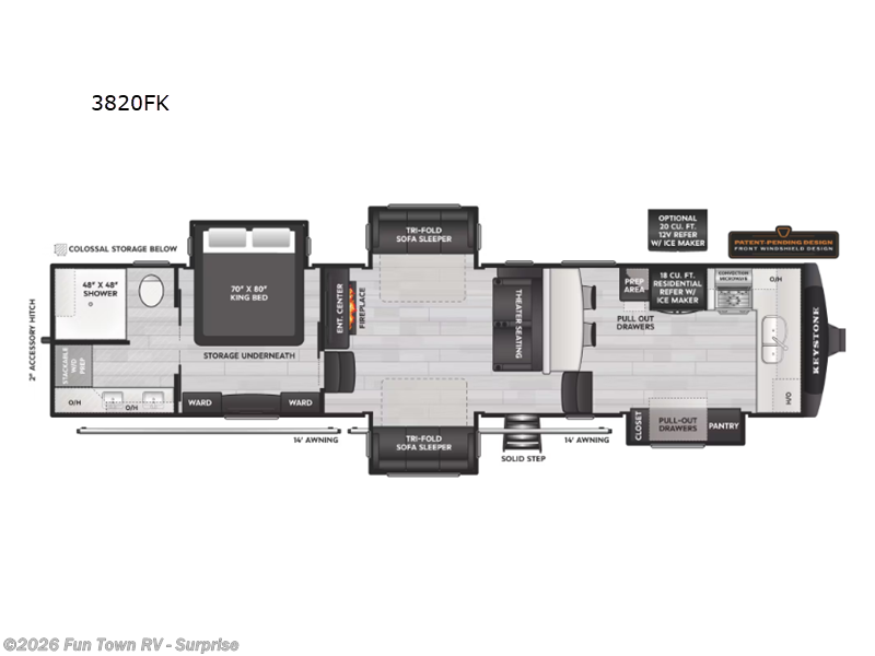 2026 Keystone Alpine 3820FK - New Fifth Wheel For Sale by Fun Town RV - Surprise in Surprise, Arizona features Slideout