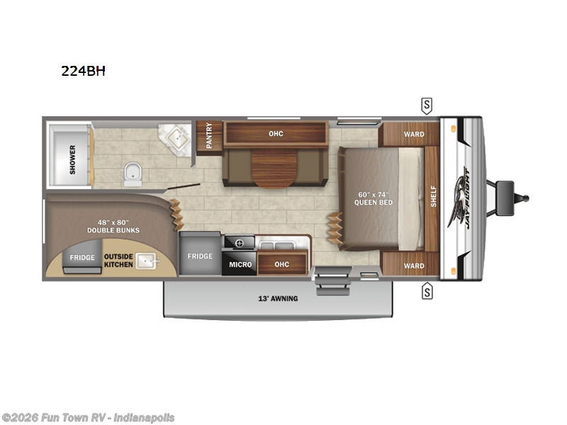 2022 Jayco Jay Flight SLX 8 224BH - Used Travel Trailer For Sale by Fun Town RV - Indianapolis in EDINBURGH, Indiana