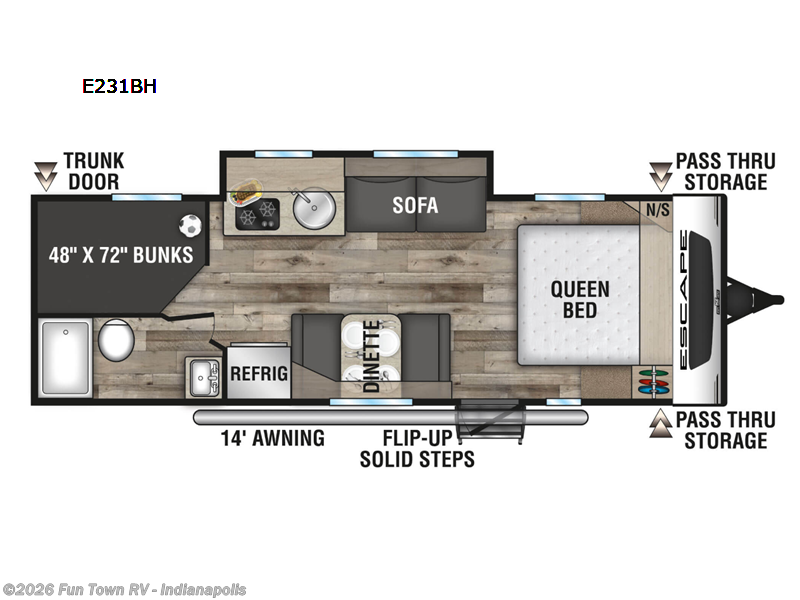 2022 K-Z Escape E231BH - Used Travel Trailer For Sale by Fun Town RV - Indianapolis in EDINBURGH, Indiana features Slideout