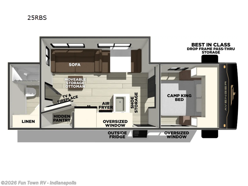 2026 Prime Time Avenger 25RBS - New Travel Trailer For Sale by Fun Town RV - Indianapolis in EDINBURGH, Indiana features Slideout
