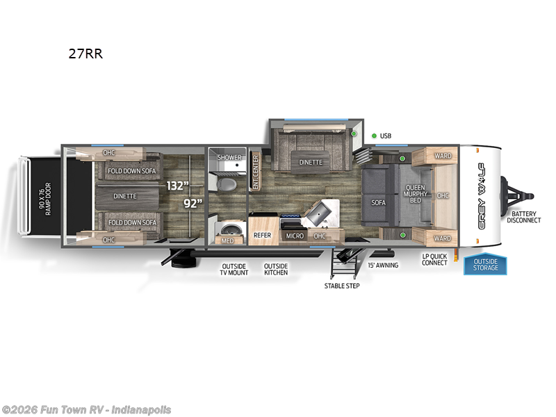 2023 Forest River Cherokee Grey Wolf 27RR - Used Toy Hauler For Sale by Fun Town RV - Indianapolis in EDINBURGH, Indiana features Slideout