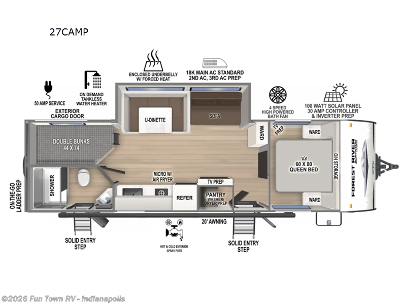 2025 Forest River Surveyor Legend X 27CAMP - New Travel Trailer For Sale by Fun Town RV - Indianapolis in EDINBURGH, Indiana features Slideout