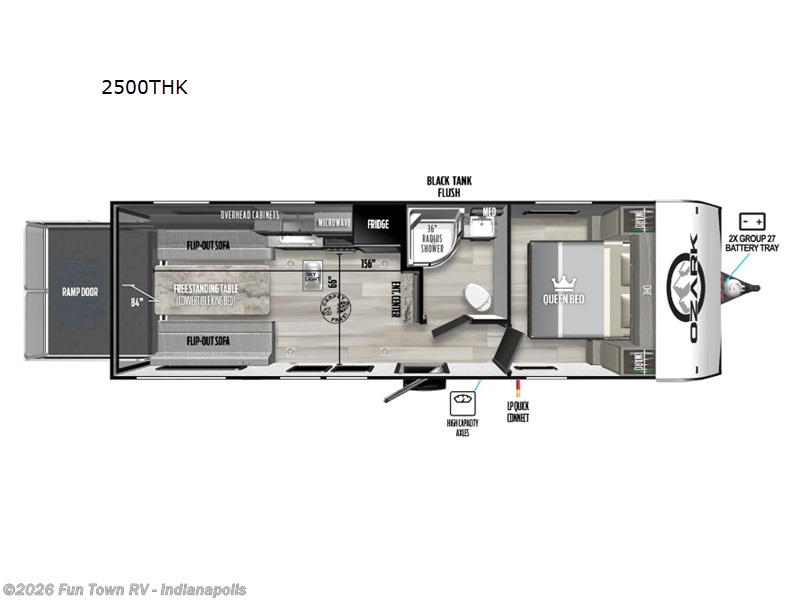 2025 Forest River Ozark 2500THKX - New Toy Hauler For Sale by Fun Town RV - Indianapolis in EDINBURGH, Indiana