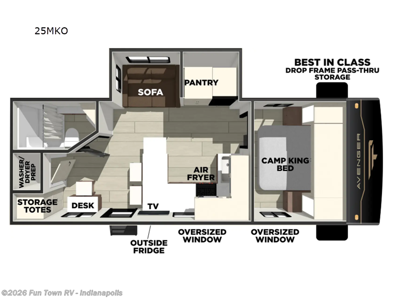 2026 Prime Time Avenger 25MKO - New Travel Trailer For Sale by Fun Town RV - Indianapolis in EDINBURGH, Indiana features Slideout