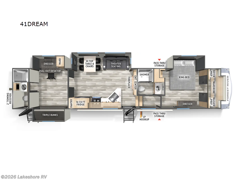 2025 Forest River Wildcat 41DREAM - New Fifth Wheel For Sale by Lakeshore RV in Muskegon, Michigan features Slideout