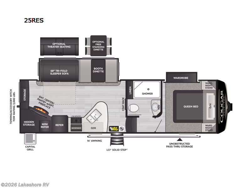 2023 Keystone Cougar Half-Ton 25RES - New Fifth Wheel For Sale by Lakeshore RV in Muskegon, Michigan features Slideout