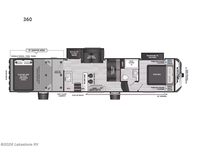 2025 Keystone Raptor Carbon Series 360 - New Toy Hauler For Sale by Lakeshore RV in Muskegon, Michigan features Slideout