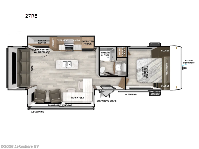 2025 Forest River Wildwood 27RE - New Travel Trailer For Sale by Lakeshore RV in Muskegon, Michigan features Slideout