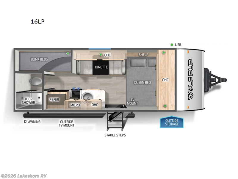 2025 Forest River Cherokee Wolf Pup 16LP - New Travel Trailer For Sale by Lakeshore RV in Muskegon, Michigan