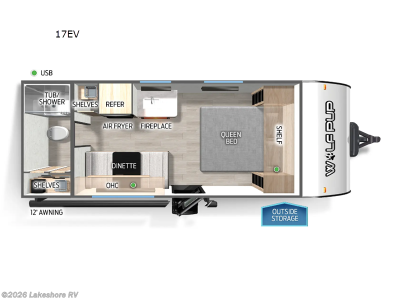 2025 Forest River Cherokee Wolf Pup 17EV - New Travel Trailer For Sale by Lakeshore RV in Muskegon, Michigan