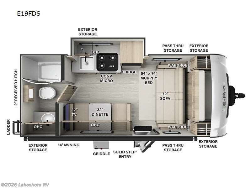 2024 Forest River Flagstaff E-Pro E19FDS - New Travel Trailer For Sale by Lakeshore RV in Muskegon, Michigan features Slideout