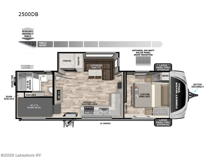 2025 Forest River Vibe 2500DB - New Travel Trailer For Sale by Lakeshore RV in Muskegon, Michigan features Slideout