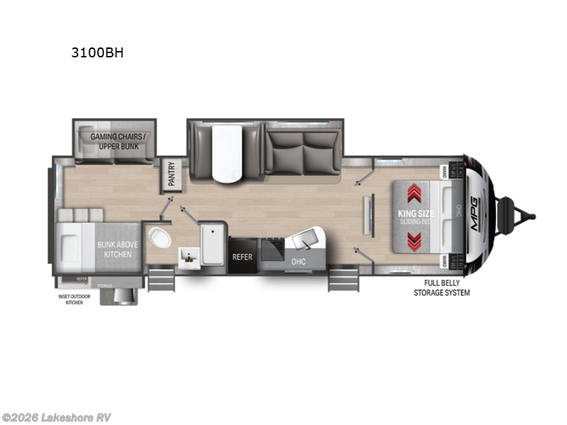 2024 Cruiser RV MPG 3100BH - New Travel Trailer For Sale by Lakeshore RV in Muskegon, Michigan features Slideout