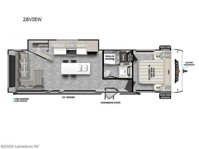 2024 Forest River Wildwood 28VIEW - New Travel Trailer For Sale by Lakeshore RV in Muskegon, Michigan features Slideout