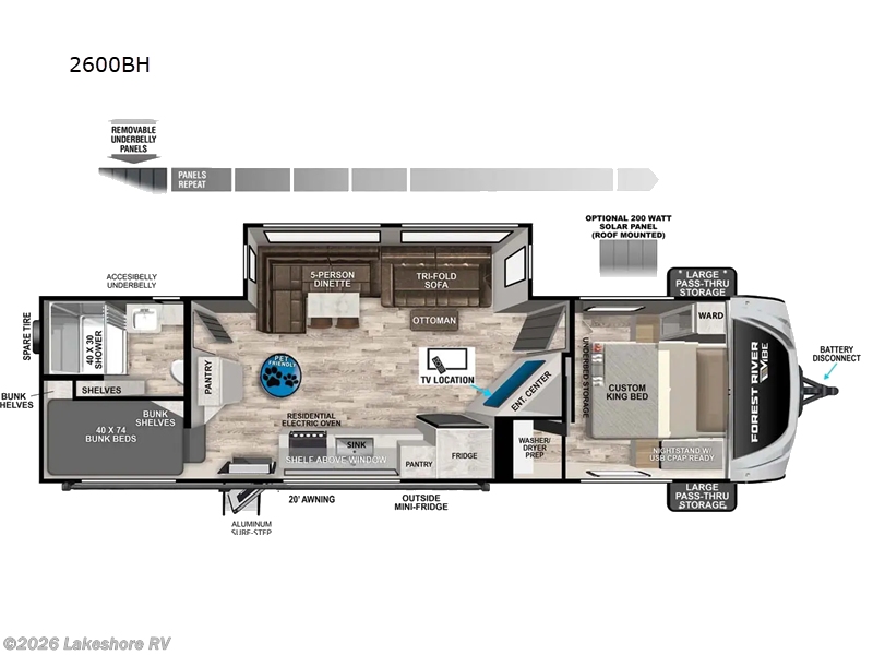 2025 Forest River Vibe 2600BH - New Travel Trailer For Sale by Lakeshore RV in Muskegon, Michigan features Slideout