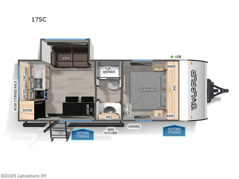 2026 Forest River Cherokee Wolf Pup 17SC - New Travel Trailer For Sale by Lakeshore RV in Muskegon, Michigan features Slideout