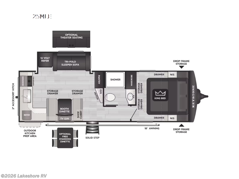 2026 Keystone Cougar Half-Ton 25MLE - New Travel Trailer For Sale by Lakeshore RV in Muskegon, Michigan features Slideout