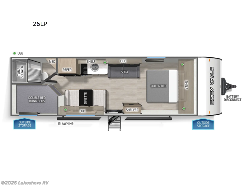 2026 Forest River Cherokee Grey Wolf 26LP - New Travel Trailer For Sale by Lakeshore RV in Muskegon, Michigan