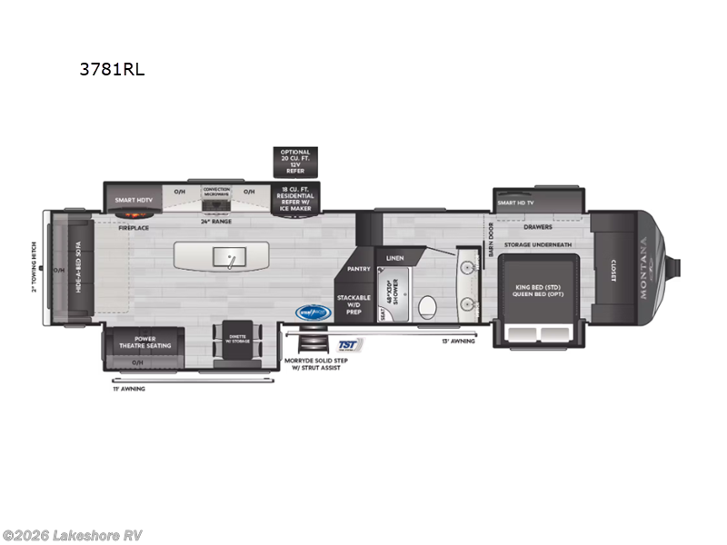 2026 Keystone Montana 3781RL - New Fifth Wheel For Sale by Lakeshore RV in Muskegon, Michigan features Slideout