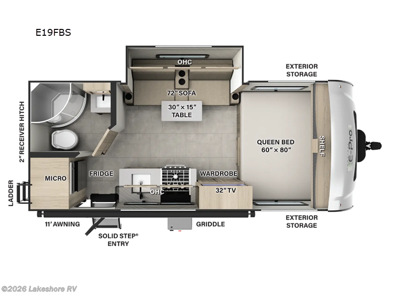 2026 Forest River Flagstaff E-Pro E19FBS - New Travel Trailer For Sale by Lakeshore RV in Muskegon, Michigan features Slideout