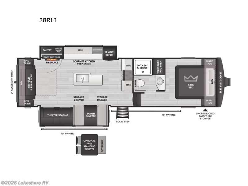 2026 Keystone Cougar Half-Ton 28RLI - New Fifth Wheel For Sale by Lakeshore RV in Muskegon, Michigan features Slideout