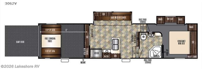 2016 Forest River Vengeance 3062V - Used Toy Hauler For Sale by Lakeshore RV in Muskegon, Michigan features Slideout