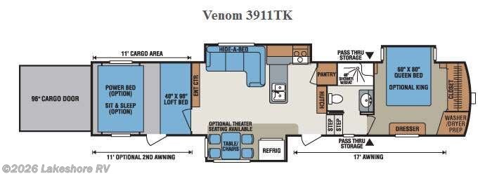 2016 K-Z Venom 3911TK - Used Toy Hauler For Sale by Lakeshore RV in Muskegon, Michigan features Slideout