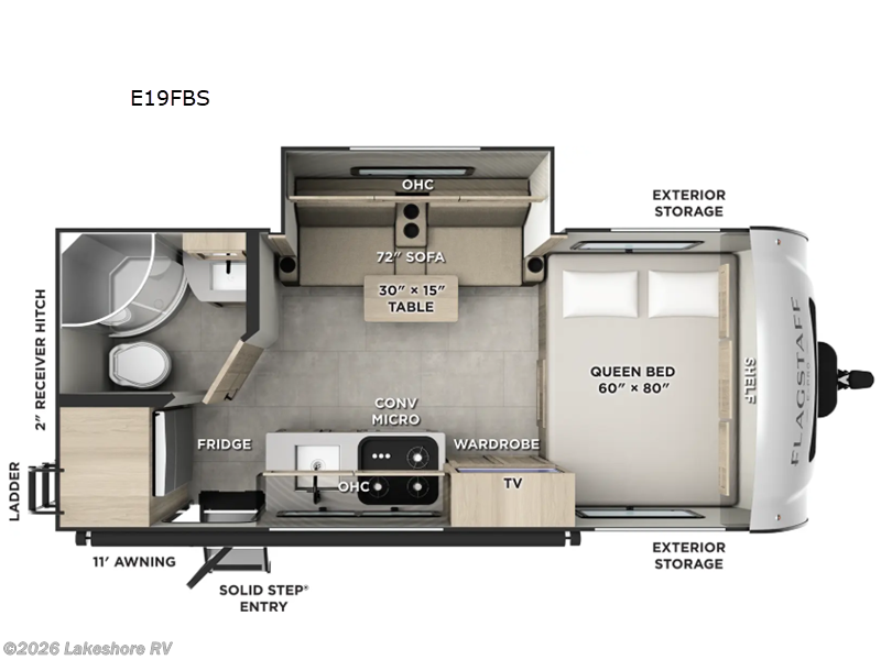 2026 Forest River Flagstaff E-Pro E19FBS - New Travel Trailer For Sale by Lakeshore RV in Muskegon, Michigan features Slideout