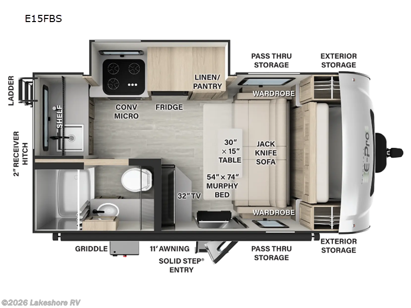 2024 Flagstaff E-Pro E15FBS by Forest River from Lakeshore RV in Muskegon, Michigan