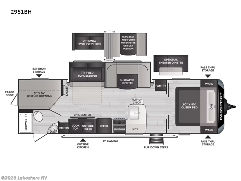 2022 Passport Grand Touring East 2951BH GT by Keystone from Lakeshore RV in Muskegon, Michigan