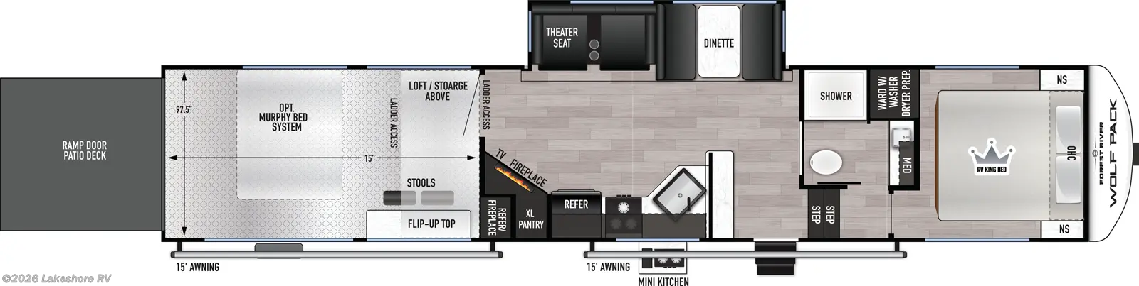 2026 Forest River Cherokee Wolf Pack 350PACK15 - New Fifth Wheel For Sale by Lakeshore RV in Muskegon, Michigan