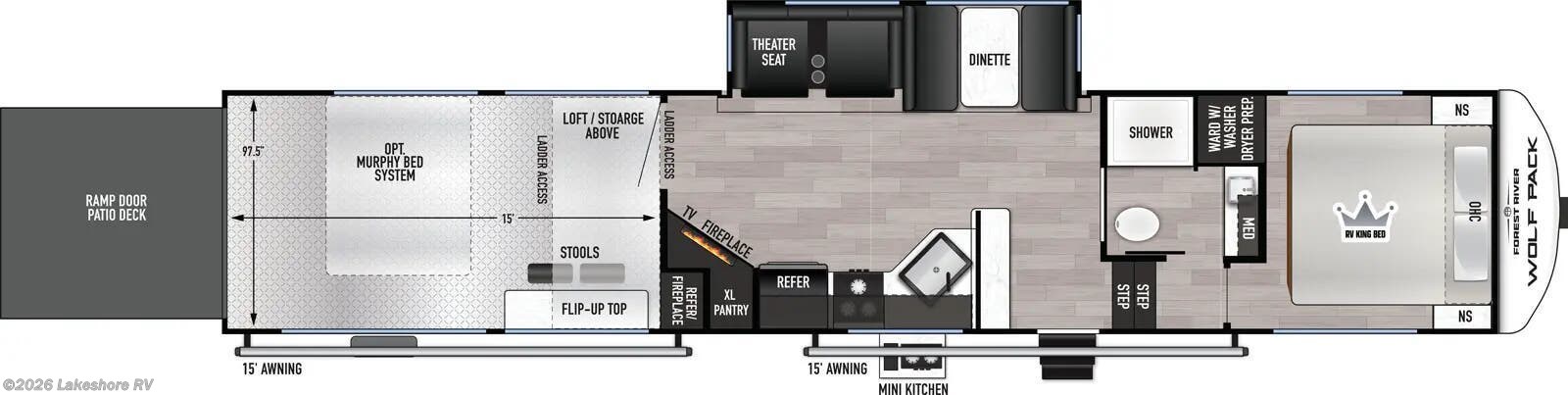 2026 Forest River Cherokee Wolf Pack 350PACK15 - New Fifth Wheel For Sale by Lakeshore RV in Muskegon, Michigan