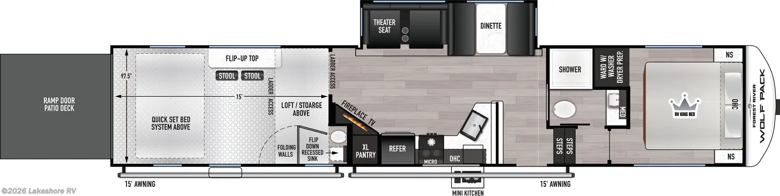 2027 Forest River Cherokee Wolf Pack 352PACK15 - New Fifth Wheel For Sale by Lakeshore RV in Muskegon, Michigan