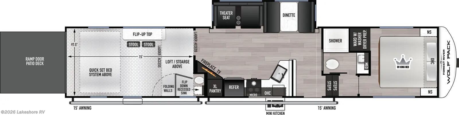 2027 Forest River Cherokee Wolf Pack 352PACK15 - New Fifth Wheel For Sale by Lakeshore RV in Muskegon, Michigan