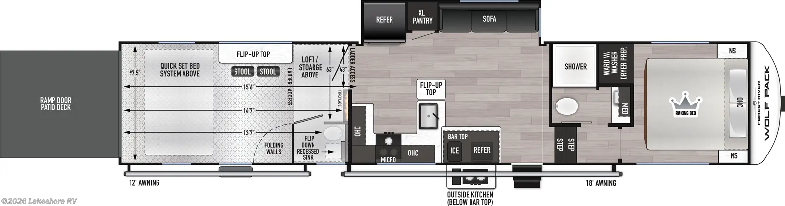 2027 Forest River Cherokee Wolf Pack 365PACK15.5 - New Fifth Wheel For Sale by Lakeshore RV in Muskegon, Michigan