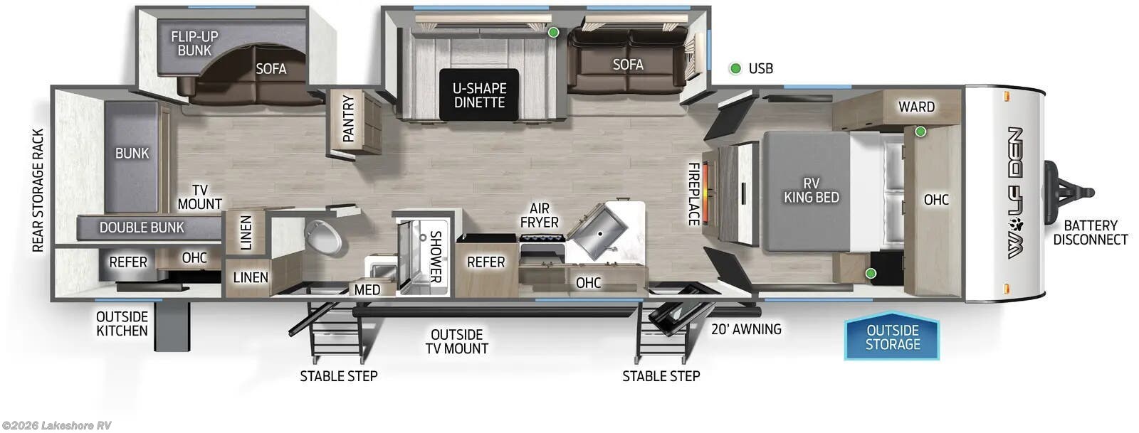 2027 Forest River Cherokee Wolf Den 301BH - New Travel Trailer For Sale by Lakeshore RV in Muskegon, Michigan