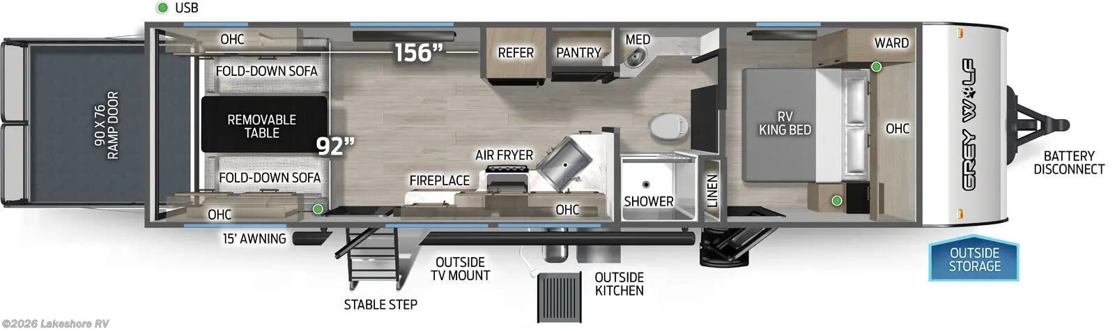 2027 Forest River Cherokee Grey Wolf 24RRT - New Toy Hauler For Sale by Lakeshore RV in Muskegon, Michigan