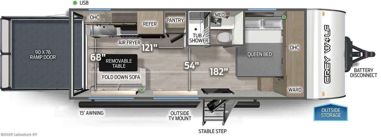 2027 Forest River Cherokee Grey Wolf 18RR - New Toy Hauler For Sale by Lakeshore RV in Muskegon, Michigan
