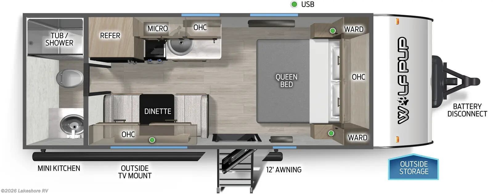 2027 Forest River Cherokee Wolf Pup 16FQW - New Travel Trailer For Sale by Lakeshore RV in Muskegon, Michigan