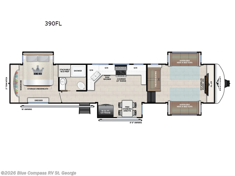2026 East to West Tandara 390FL - New Fifth Wheel For Sale by Blue Compass RV St. George in Hurricane, Utah features Slideout