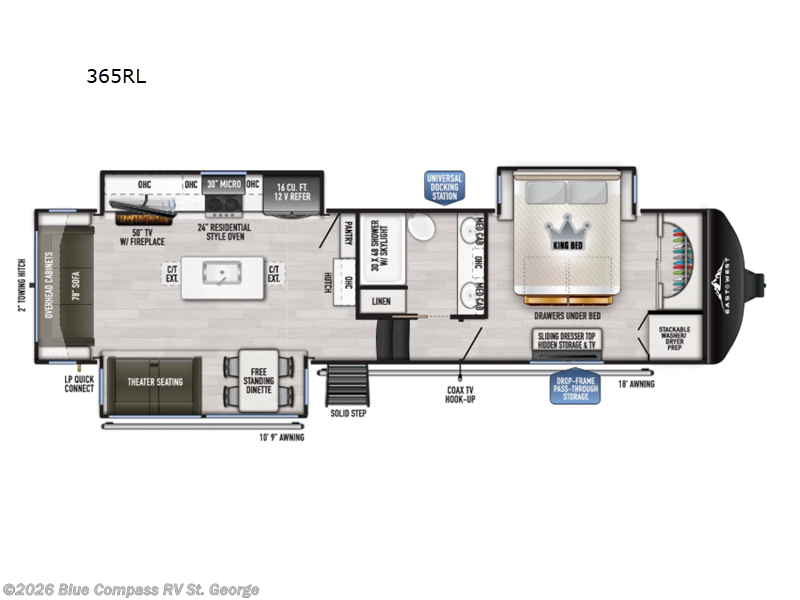 2026 East to West Ahara 365RL - New Fifth Wheel For Sale by Blue Compass RV St. George in Hurricane, Utah features Slideout