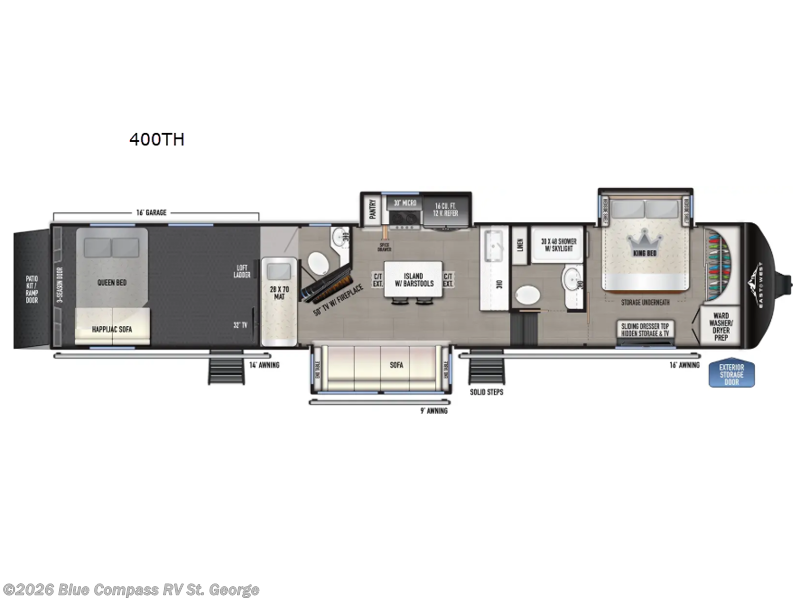 2026 East to West Takoda 400TH - New Toy Hauler For Sale by Blue Compass RV St. George in Hurricane, Utah features Slideout