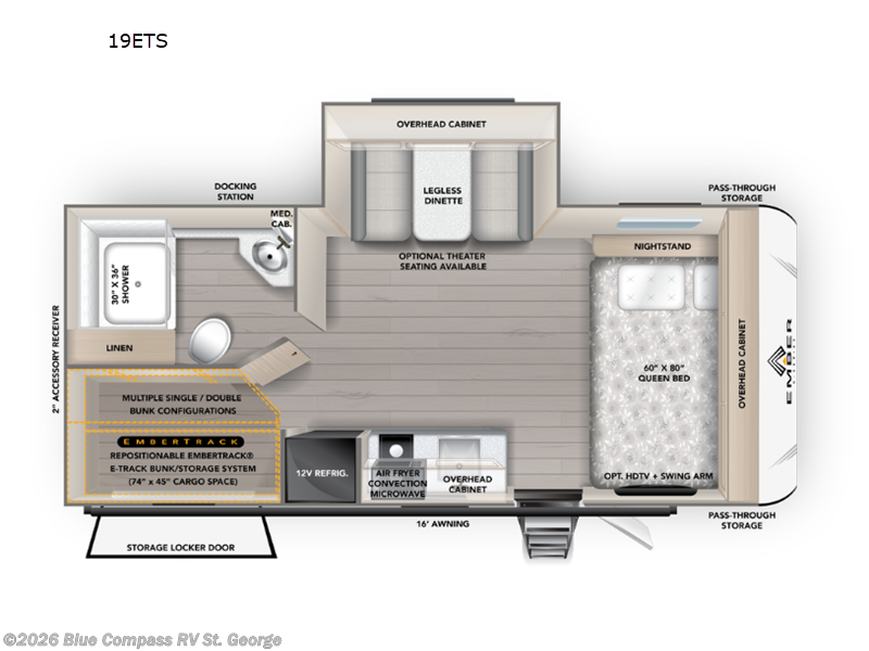 2026 Ember RV E-Series 19ETS - New Travel Trailer For Sale by Blue Compass RV St. George in Hurricane, Utah features Slideout