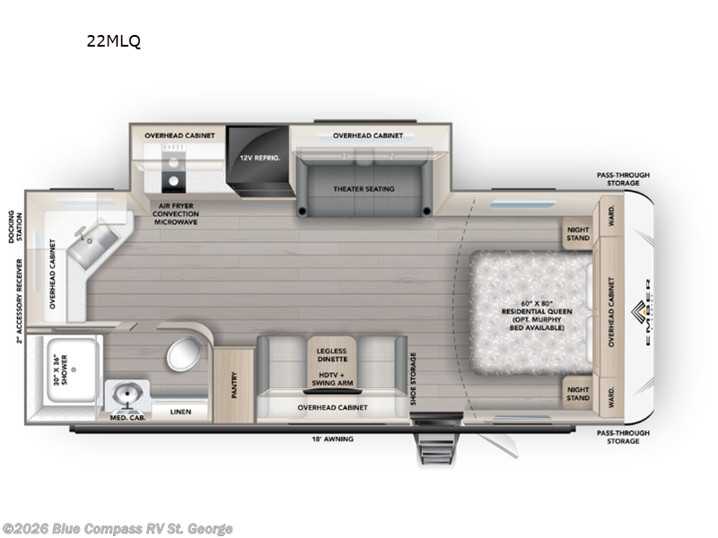 2026 Ember RV E-Series 22MLQ - New Travel Trailer For Sale by Blue Compass RV St. George in Hurricane, Utah features Slideout