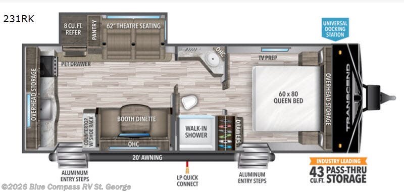 2021 Grand Design Transcend Xplor 231RK - Used Travel Trailer For Sale by Blue Compass RV St. George in Hurricane, Utah features Slideout