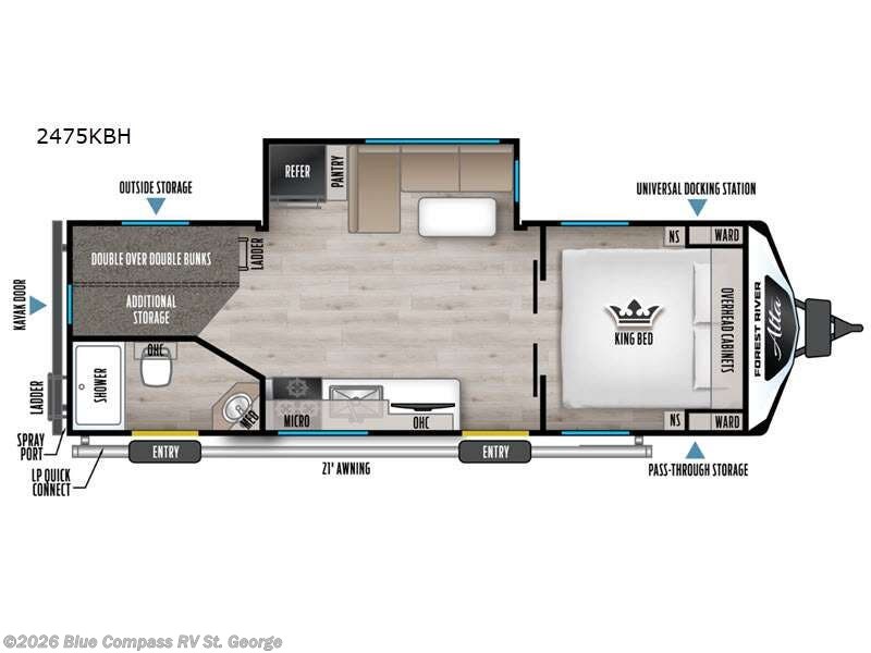 2026 East to West Alta 2475KBH - New Travel Trailer For Sale by Blue Compass RV St. George in Hurricane, Utah features Slideout