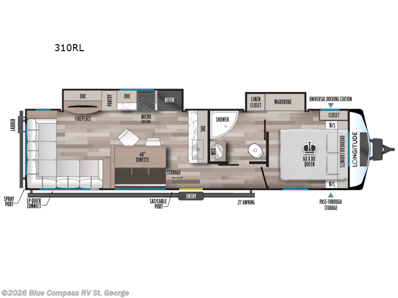 2026 East to West Longitude 310RL - New Travel Trailer For Sale by Blue Compass RV St. George in Hurricane, Utah features Slideout
